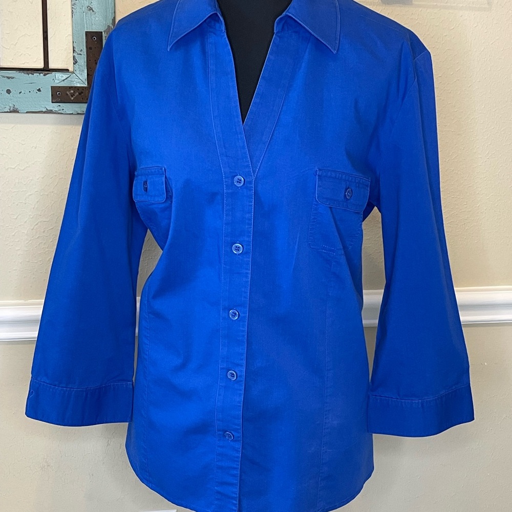 Chico's Royal Blue Button-Down Blouse